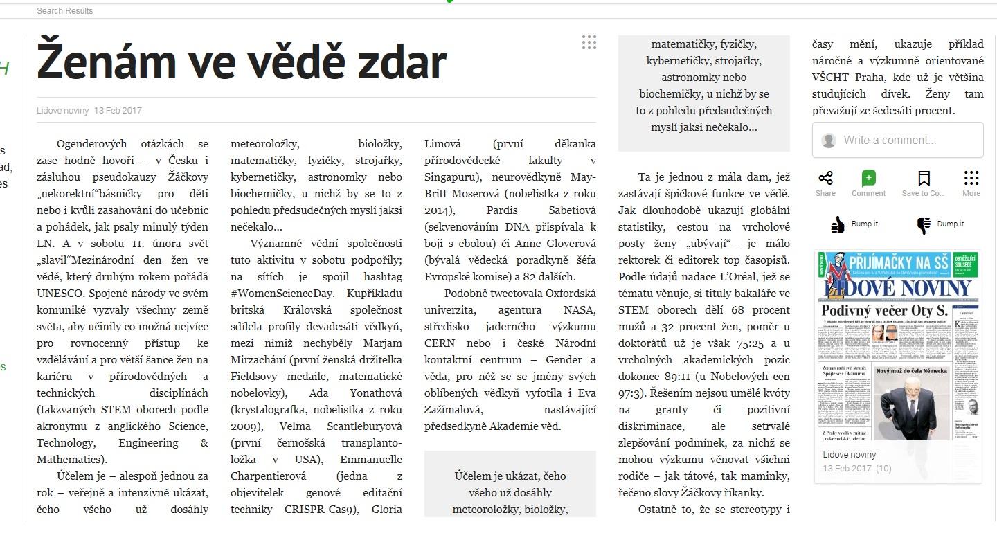  Ženám ve vědě zdar !
